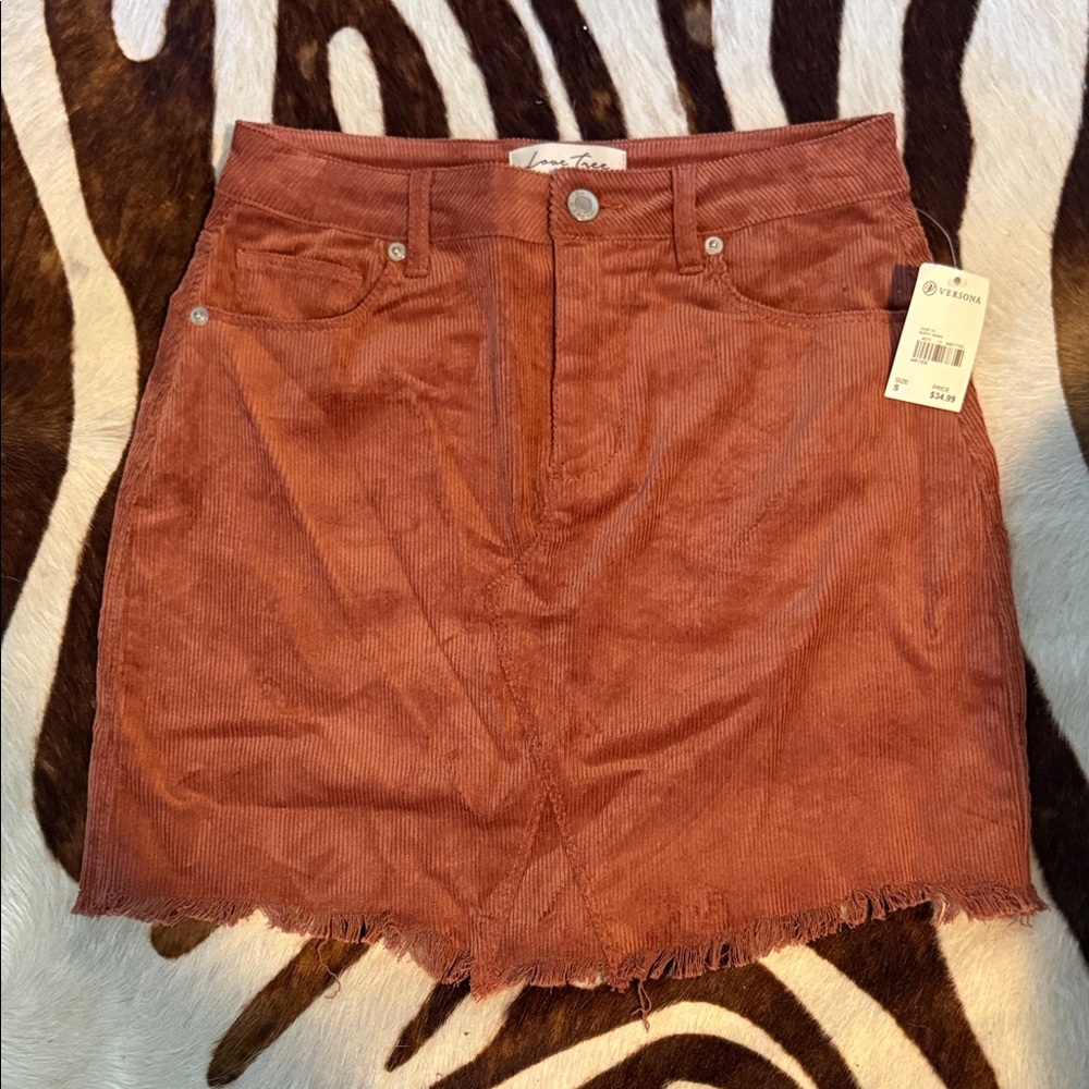Love Tree Corduroy Mini Skirt in Rust